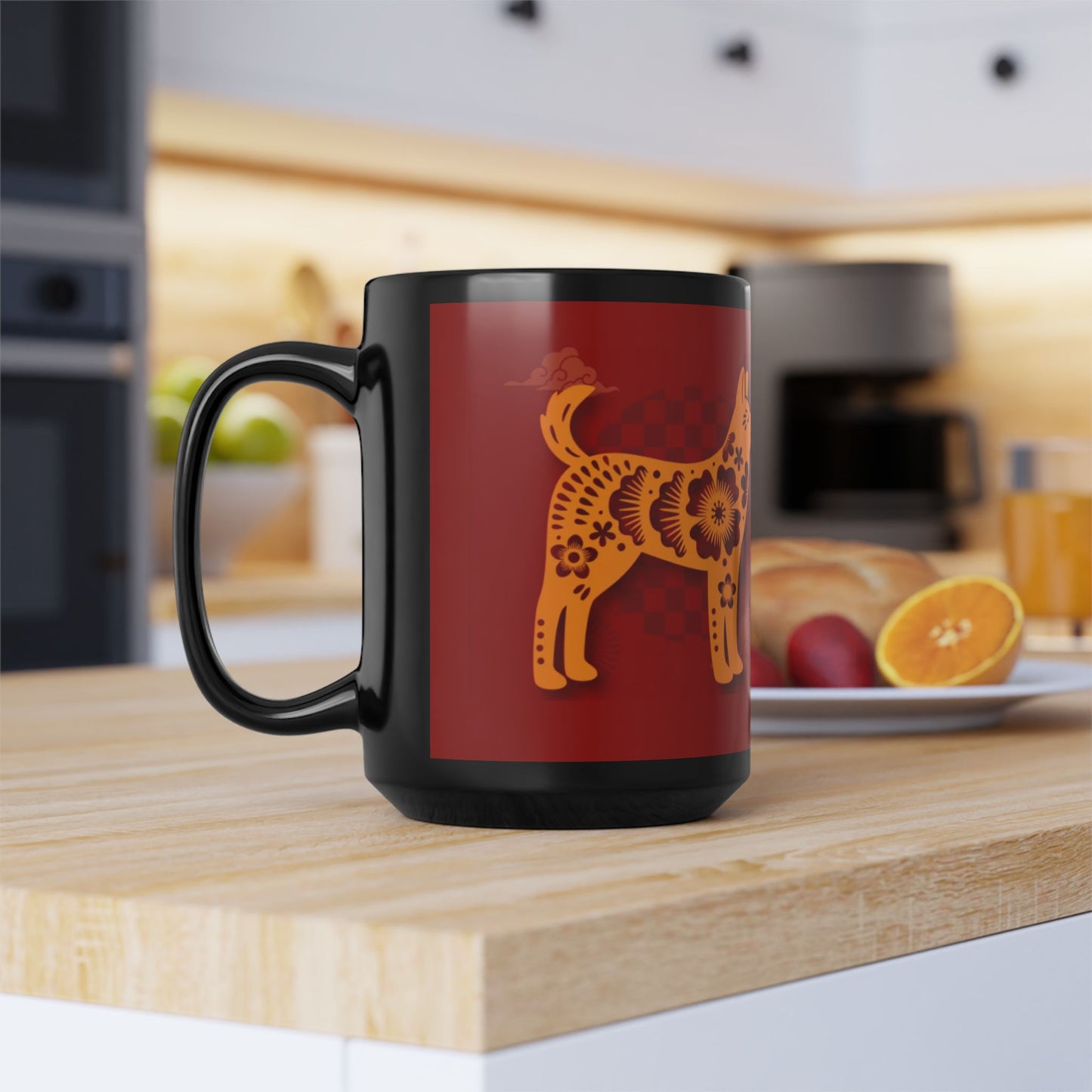 Chinese Zodiac Dog Coffee Mug, Reflection Gratitude Growth Black 15oz Cup, Astrology Gift, Lunar New Year Mug, Zodiac Animal Mug