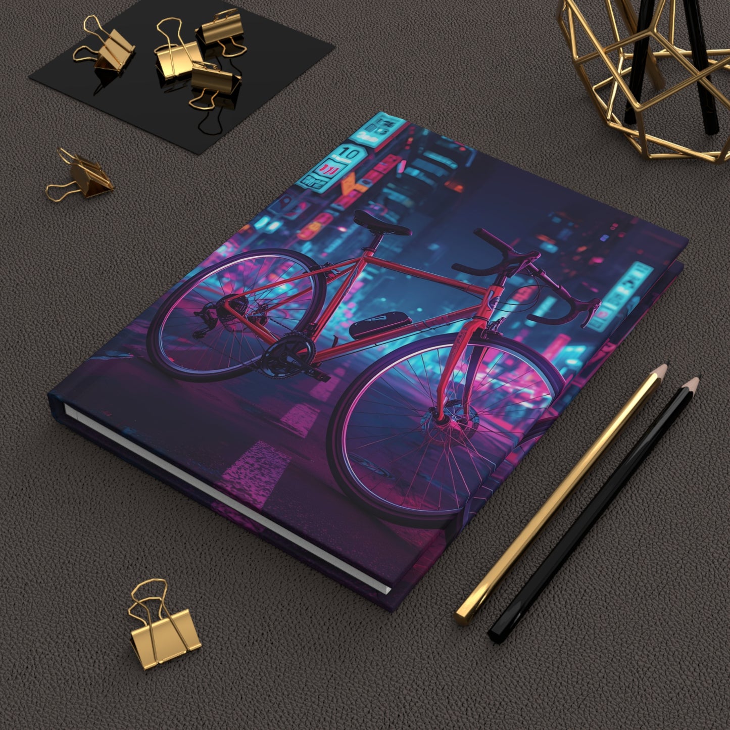 Neon Bike Hardcover Journal — Daily Planner & Notebook