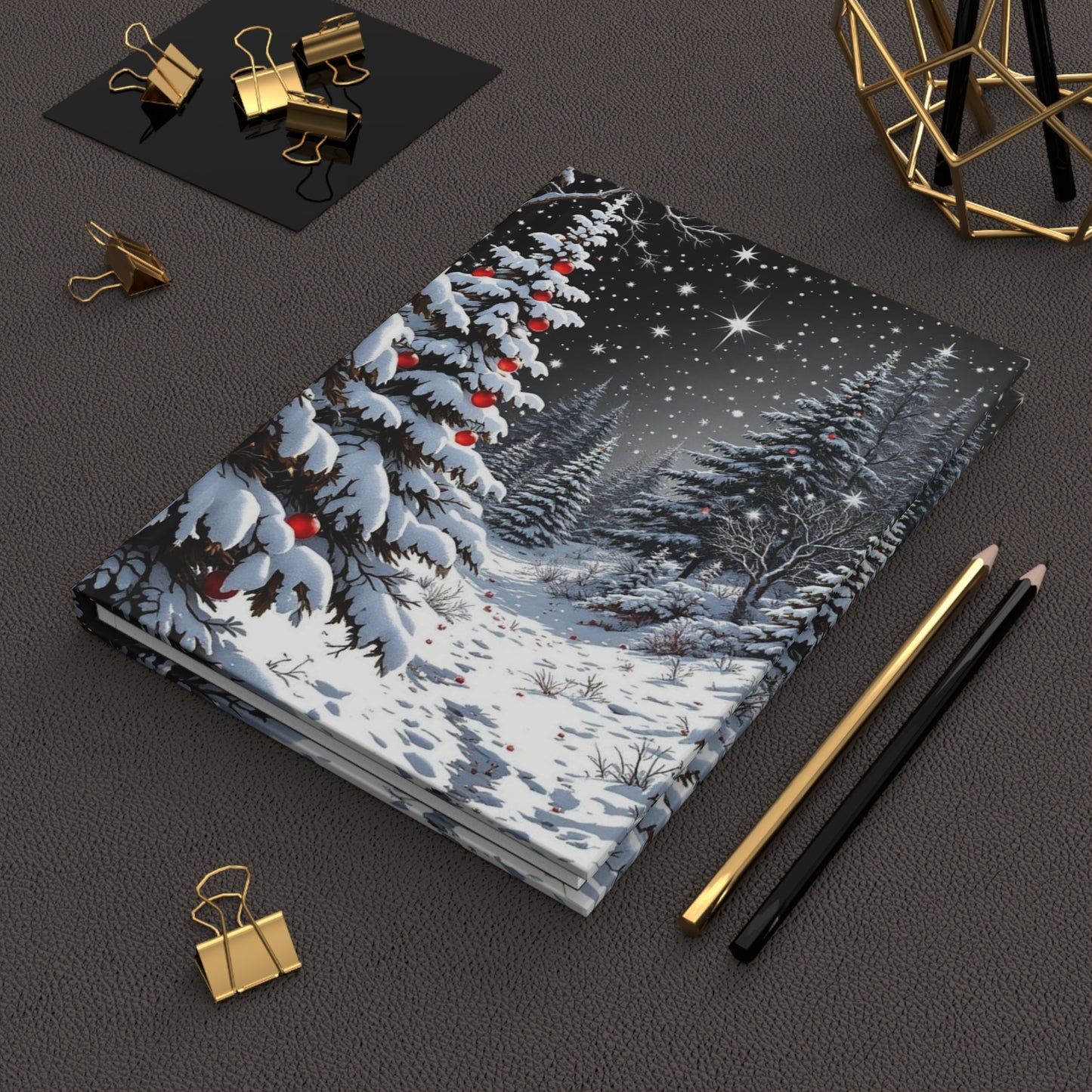 White Winter Christmas Tree Daily Journal - Hardcover Journal, Planner, Personal Growth Gift, Notebook, Bullet Journal, Organizer, Matte