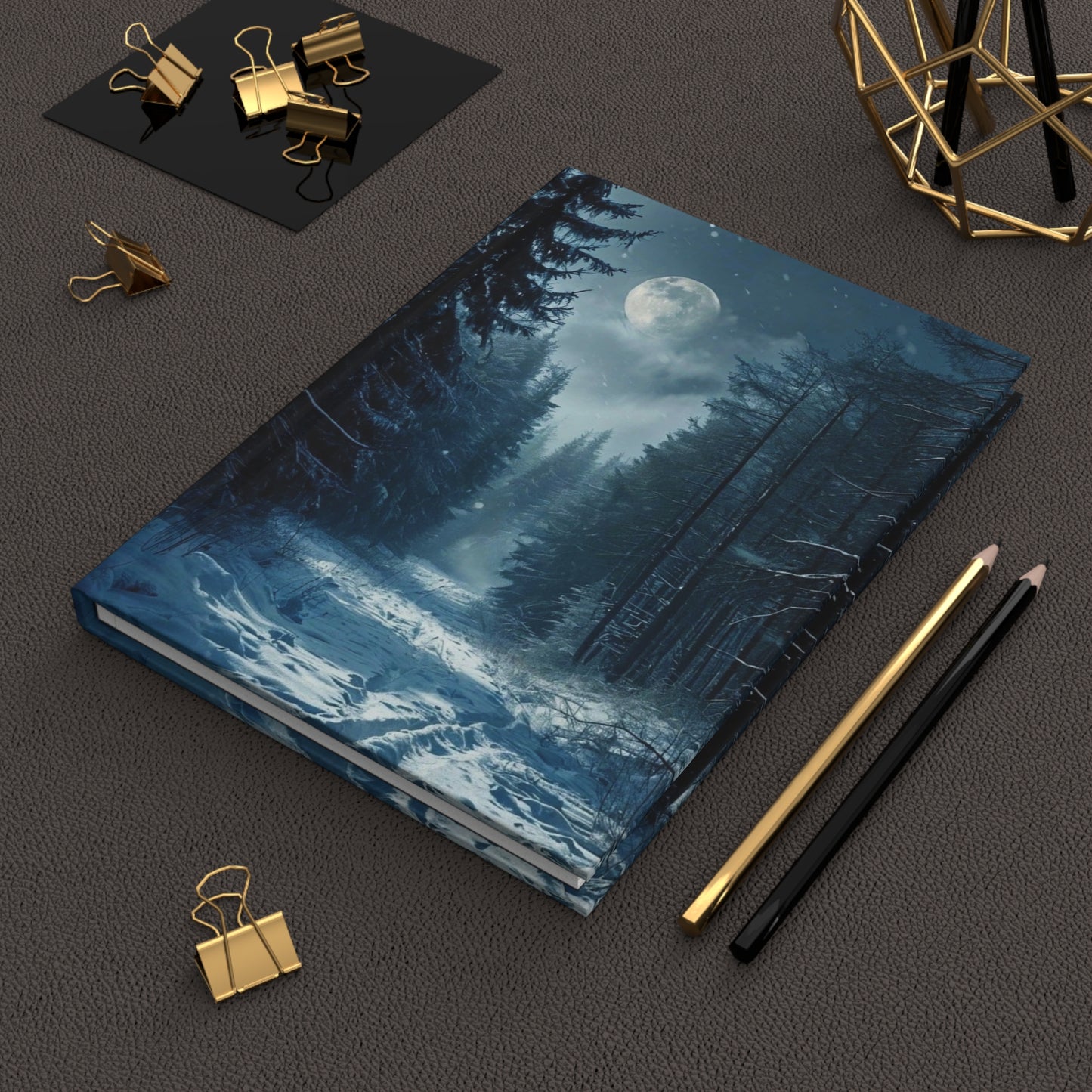 Moonlit Winter Trail Hardcover Journal - Holiday Planner & Daily Notebook