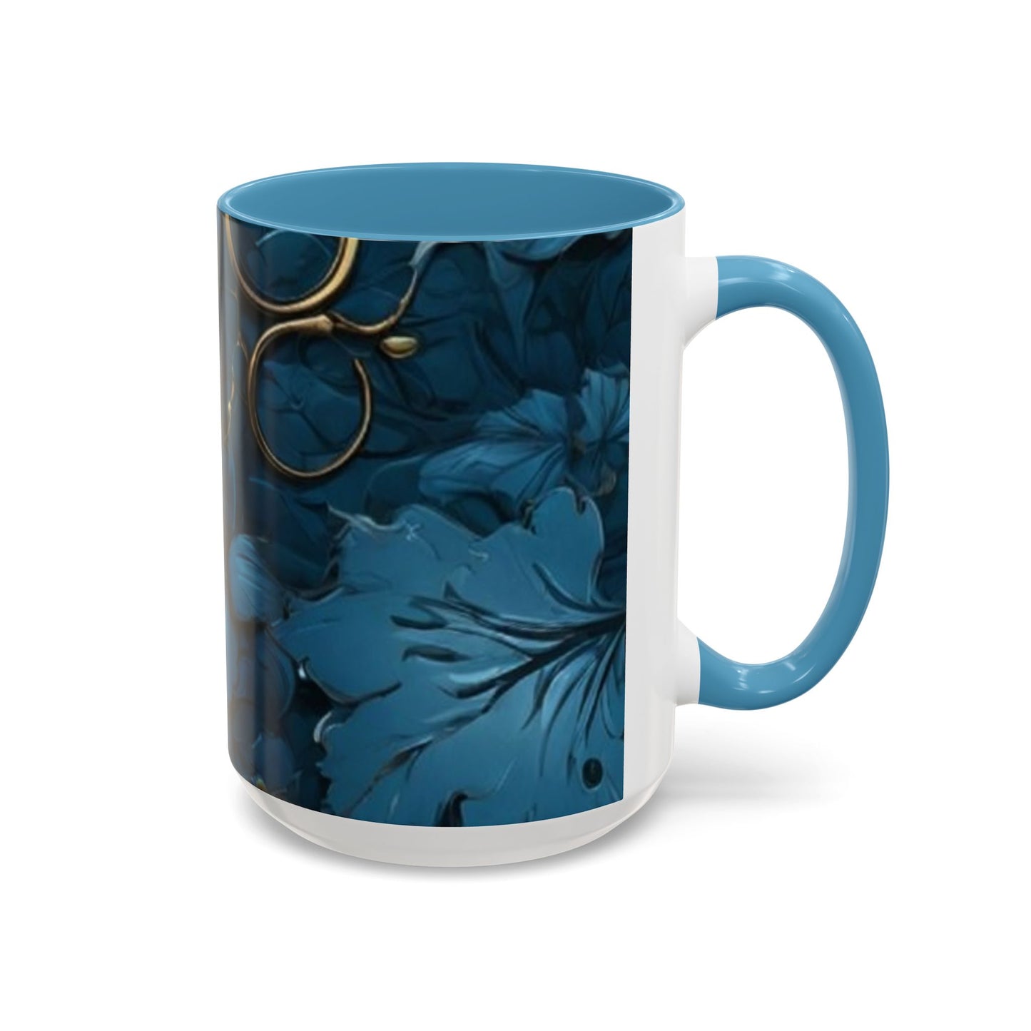 Blue Leaf Accent Coffee Mug | Perfect Gift for Nature Lovers, Home Decor, Mother's Day, Coffee Lovers, Art Enthusiasts