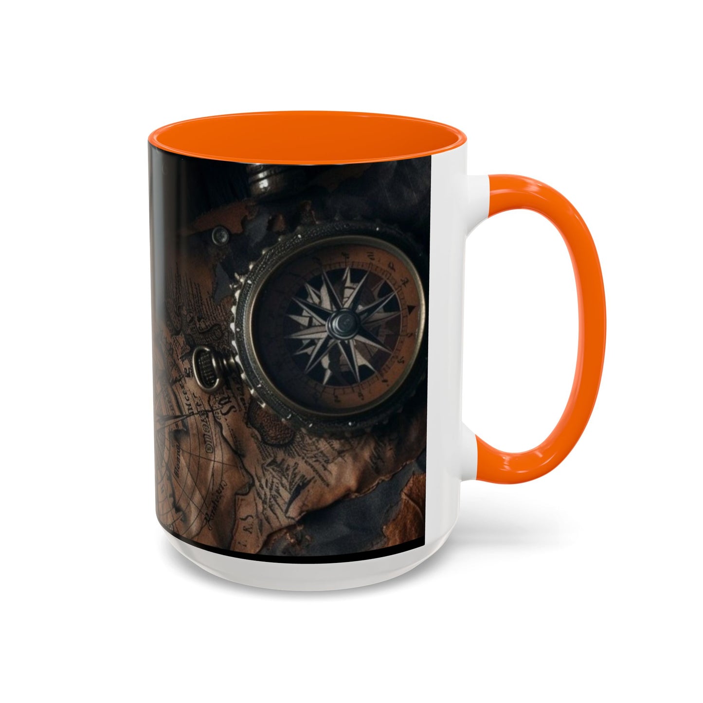 Compasses and Map Themed Coffee Mug, Traveler Gift, Adventure Mug, Wanderlust Mug, Explorer Cup, Camping Mug, Unique Map Mug