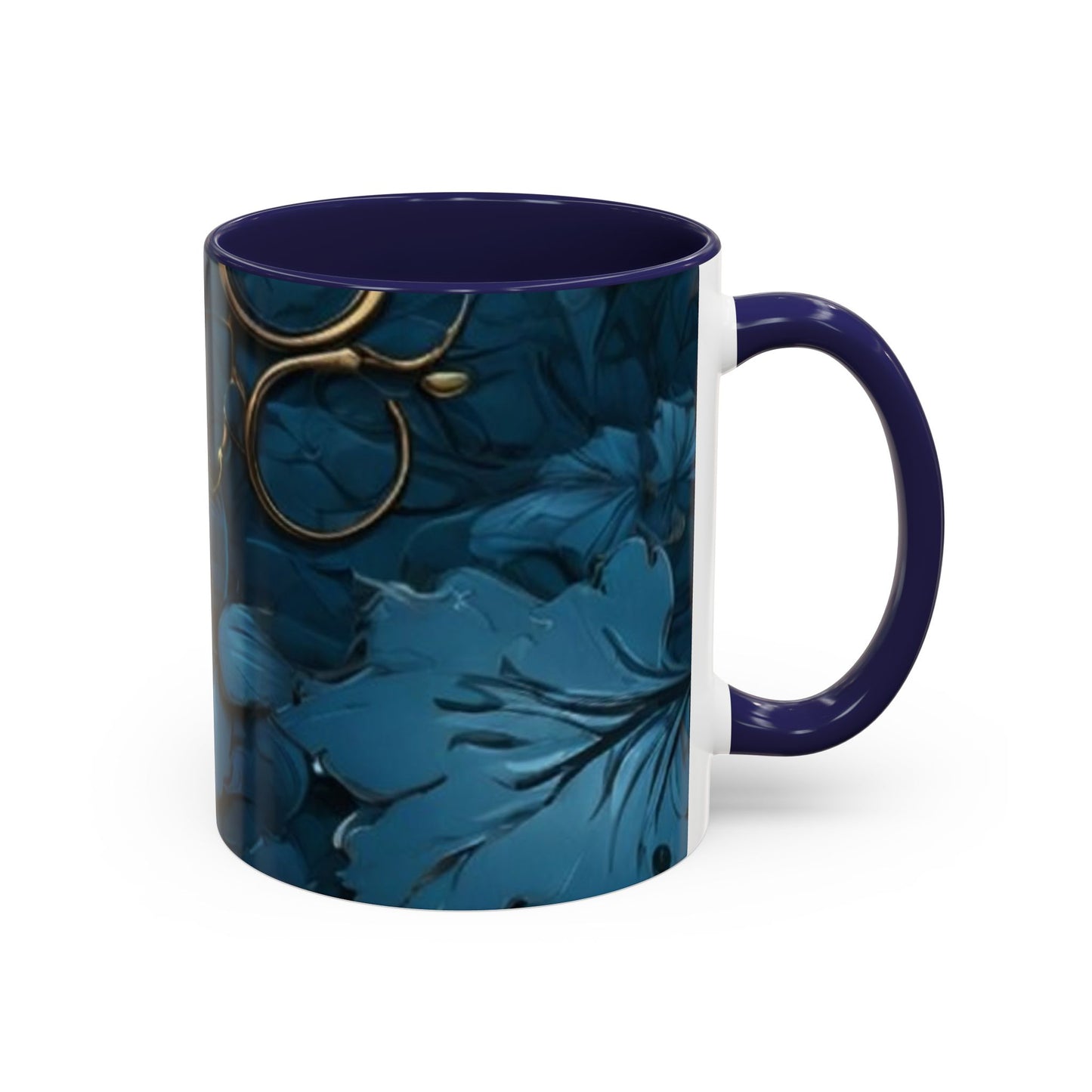 Blue Leaf Accent Coffee Mug | Perfect Gift for Nature Lovers, Home Decor, Mother's Day, Coffee Lovers, Art Enthusiasts