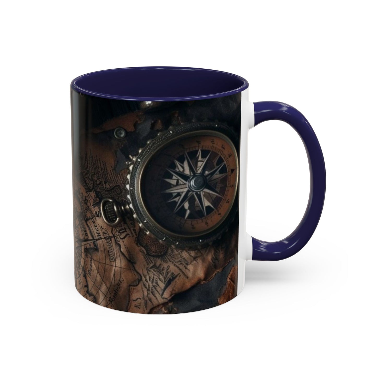 Compasses and Map Themed Coffee Mug, Traveler Gift, Adventure Mug, Wanderlust Mug, Explorer Cup, Camping Mug, Unique Map Mug