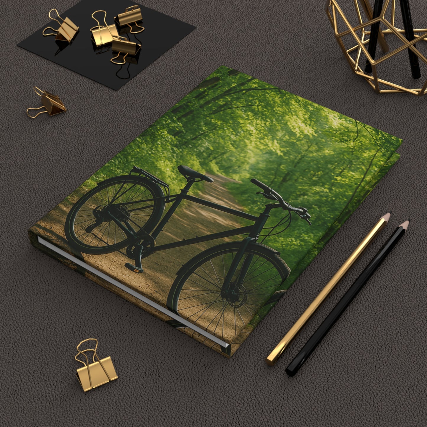 Bike in the Woods Hardcover Journal — Daily Planner & Notebook