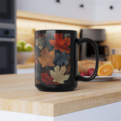 Colorful Leaves Collage Coffee Mug, Thanksgiving Ceramic Cup, Cozy Home Gift