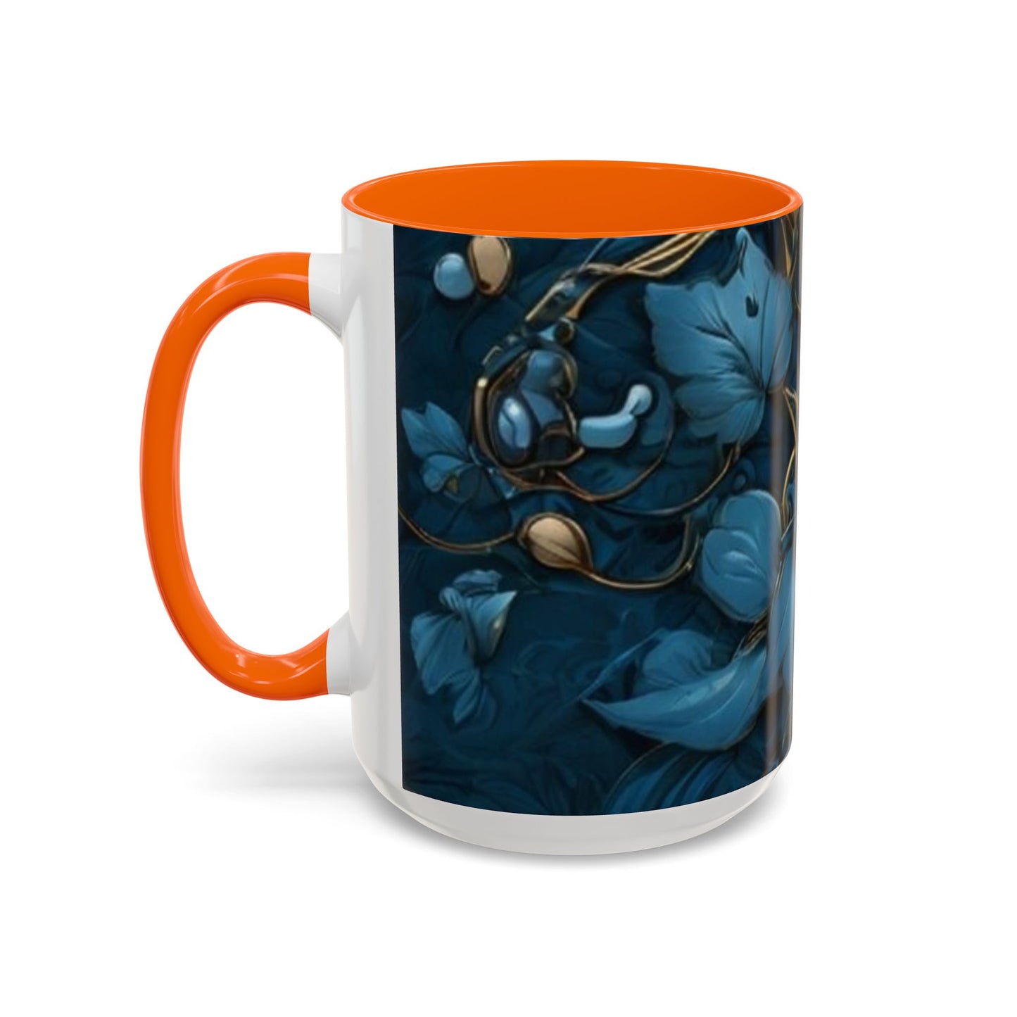 Blue Leaf Accent Coffee Mug | Perfect Gift for Nature Lovers, Home Decor, Mother's Day, Coffee Lovers, Art Enthusiasts