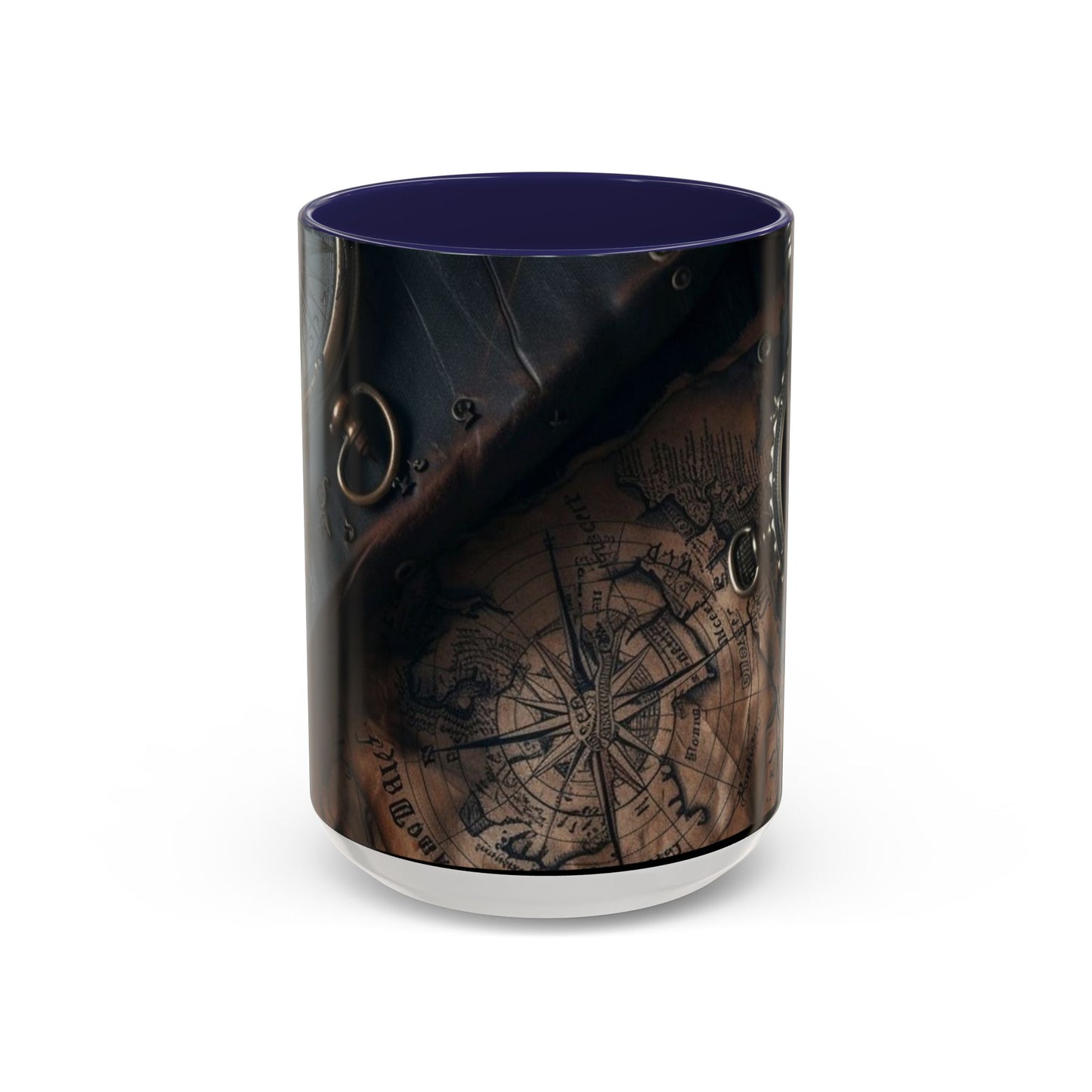 Compasses and Map Themed Coffee Mug, Traveler Gift, Adventure Mug, Wanderlust Mug, Explorer Cup, Camping Mug, Unique Map Mug