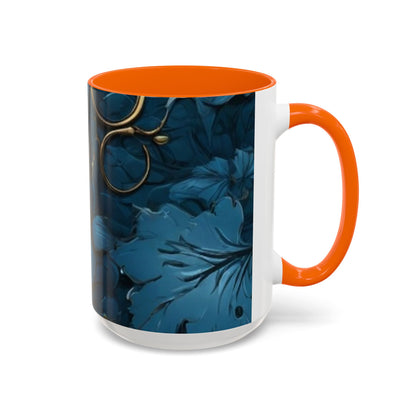 Blue Leaf Accent Coffee Mug | Perfect Gift for Nature Lovers, Home Decor, Mother's Day, Coffee Lovers, Art Enthusiasts