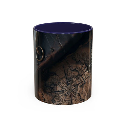 Compasses and Map Themed Coffee Mug, Traveler Gift, Adventure Mug, Wanderlust Mug, Explorer Cup, Camping Mug, Unique Map Mug