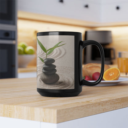 Zen Stones 15oz Coffee Mug — Reflection • Gratitude • Growth