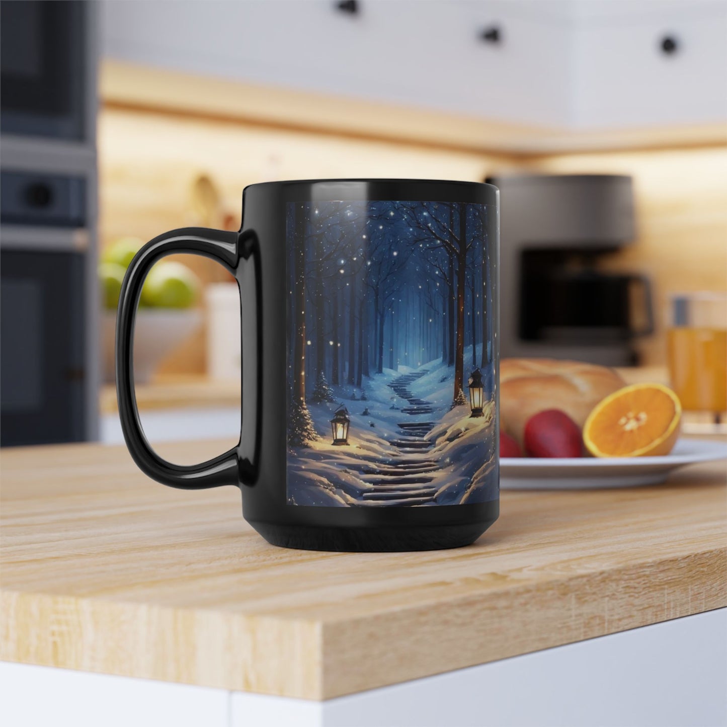 Moonlit Winter Trail Ceramic Mug - Coffee Lover Gift Idea, Tea Cup, Hot Beverage Mug, Novelty Mug, Unique Gift