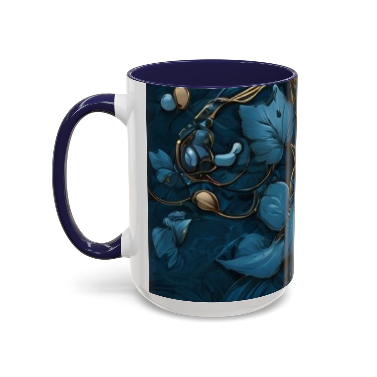 Blue Leaf Accent Coffee Mug | Perfect Gift for Nature Lovers, Home Decor, Mother's Day, Coffee Lovers, Art Enthusiasts