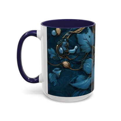 Blue Leaf Accent Coffee Mug | Perfect Gift for Nature Lovers, Home Decor, Mother's Day, Coffee Lovers, Art Enthusiasts