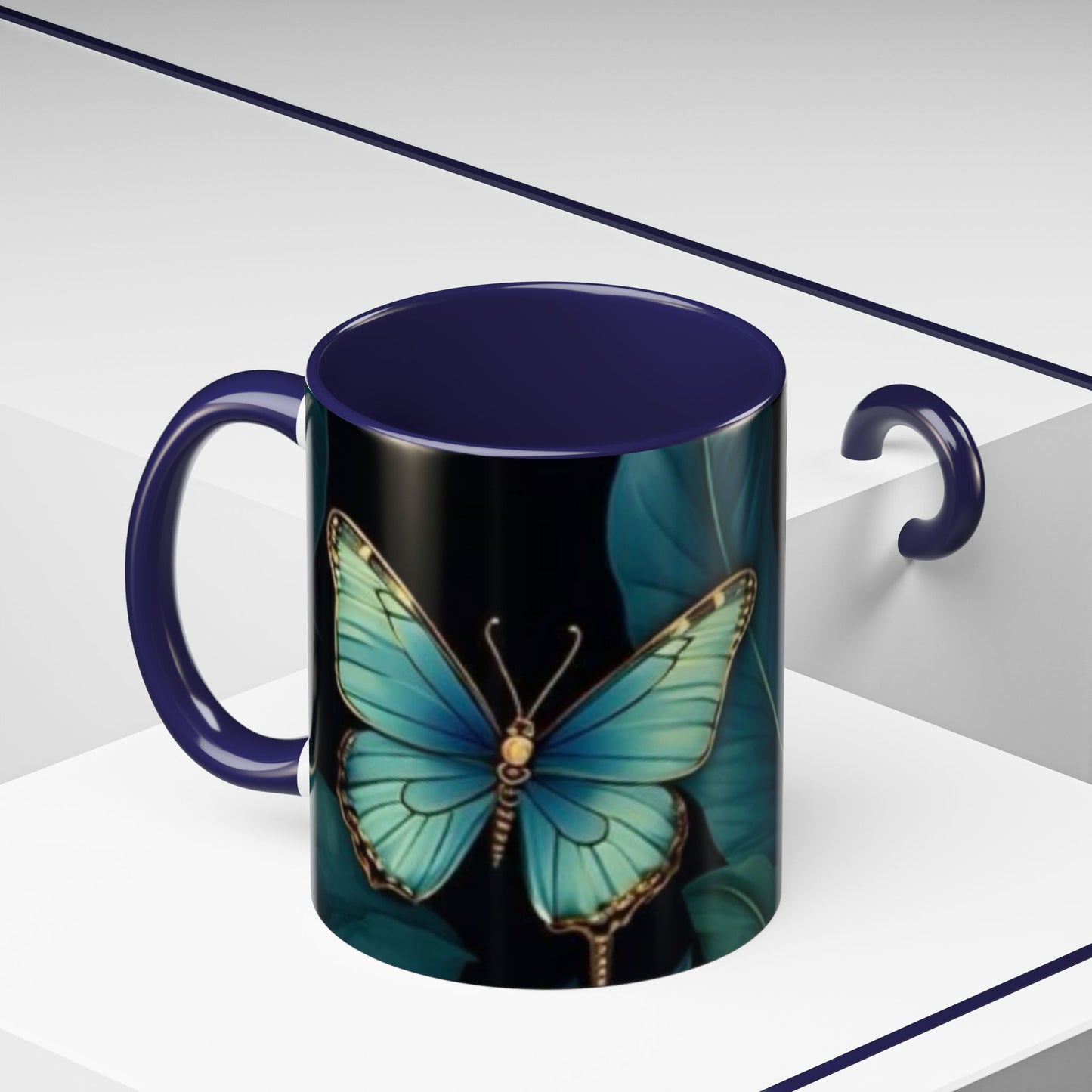 Blue Butterfly Accent Coffee Mug | Perfect Gift for Nature Lovers, Home Decor, Mother's Day, Coffee Lovers, Art Enthusiasts