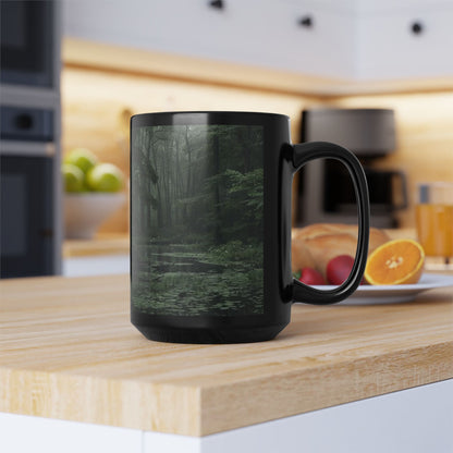 Forest Creek 15oz Black Ceramic Coffee Mug — Unique Hot Drinkware & Kitchen Decor