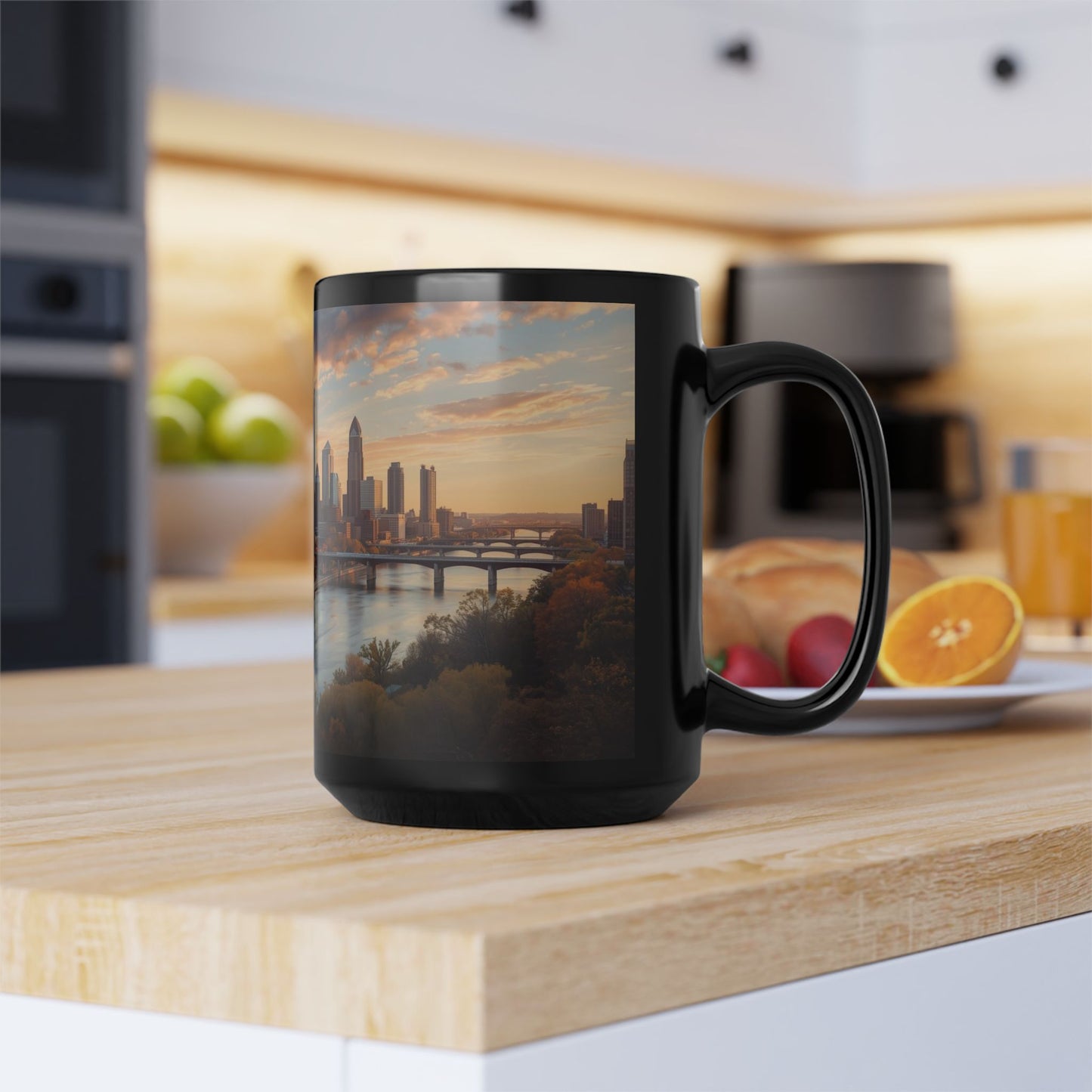 Cleveland OH Sunrise Skyline 15oz Mug — Cleveland OH Ceramic Coffee Mug