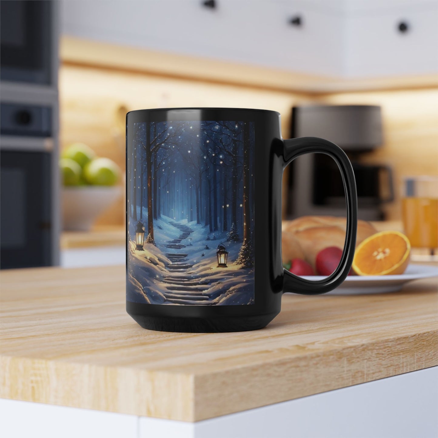 Moonlit Winter Trail Ceramic Mug - Coffee Lover Gift Idea, Tea Cup, Hot Beverage Mug, Novelty Mug, Unique Gift