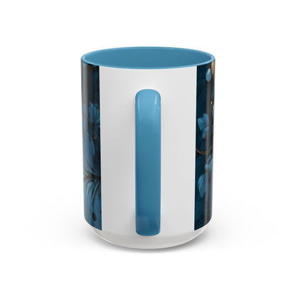 Blue Leaf Accent Coffee Mug | Perfect Gift for Nature Lovers, Home Decor, Mother's Day, Coffee Lovers, Art Enthusiasts