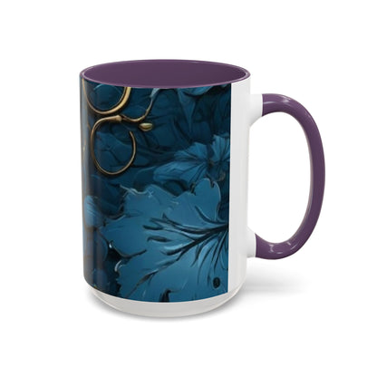 Blue Leaf Accent Coffee Mug | Perfect Gift for Nature Lovers, Home Decor, Mother's Day, Coffee Lovers, Art Enthusiasts