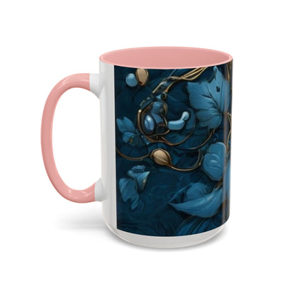 Blue Leaf Accent Coffee Mug | Perfect Gift for Nature Lovers, Home Decor, Mother's Day, Coffee Lovers, Art Enthusiasts
