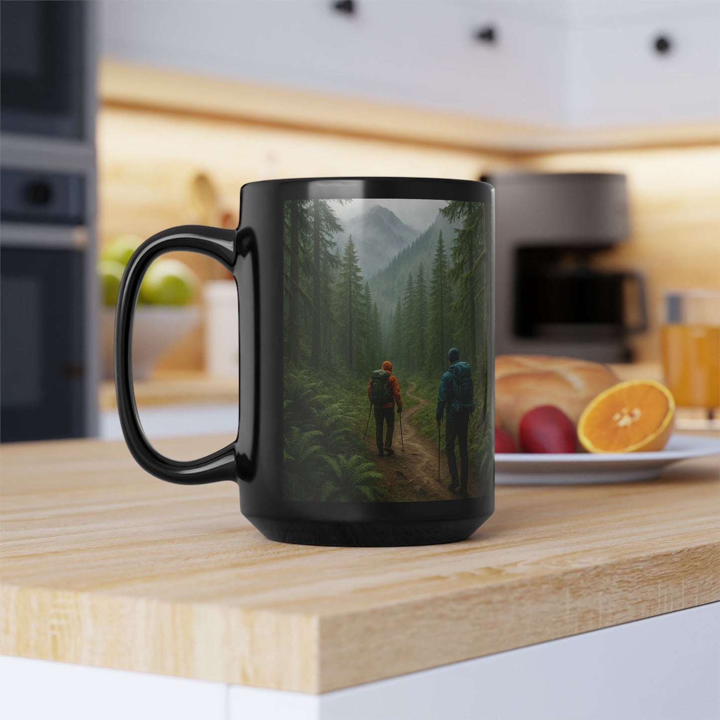 Pacific Northwest Hike Adventure 15oz Black Mug