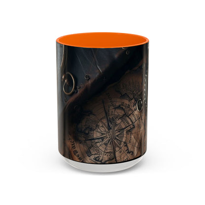 Compasses and Map Themed Coffee Mug, Traveler Gift, Adventure Mug, Wanderlust Mug, Explorer Cup, Camping Mug, Unique Map Mug