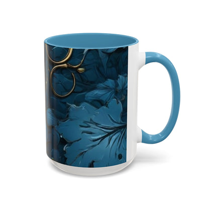 Blue Leaf Accent Coffee Mug | Perfect Gift for Nature Lovers, Home Decor, Mother's Day, Coffee Lovers, Art Enthusiasts
