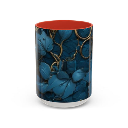 Blue Leaf Accent Coffee Mug | Perfect Gift for Nature Lovers, Home Decor, Mother's Day, Coffee Lovers, Art Enthusiasts
