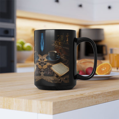 Coffee & Journal 15oz Black Mug