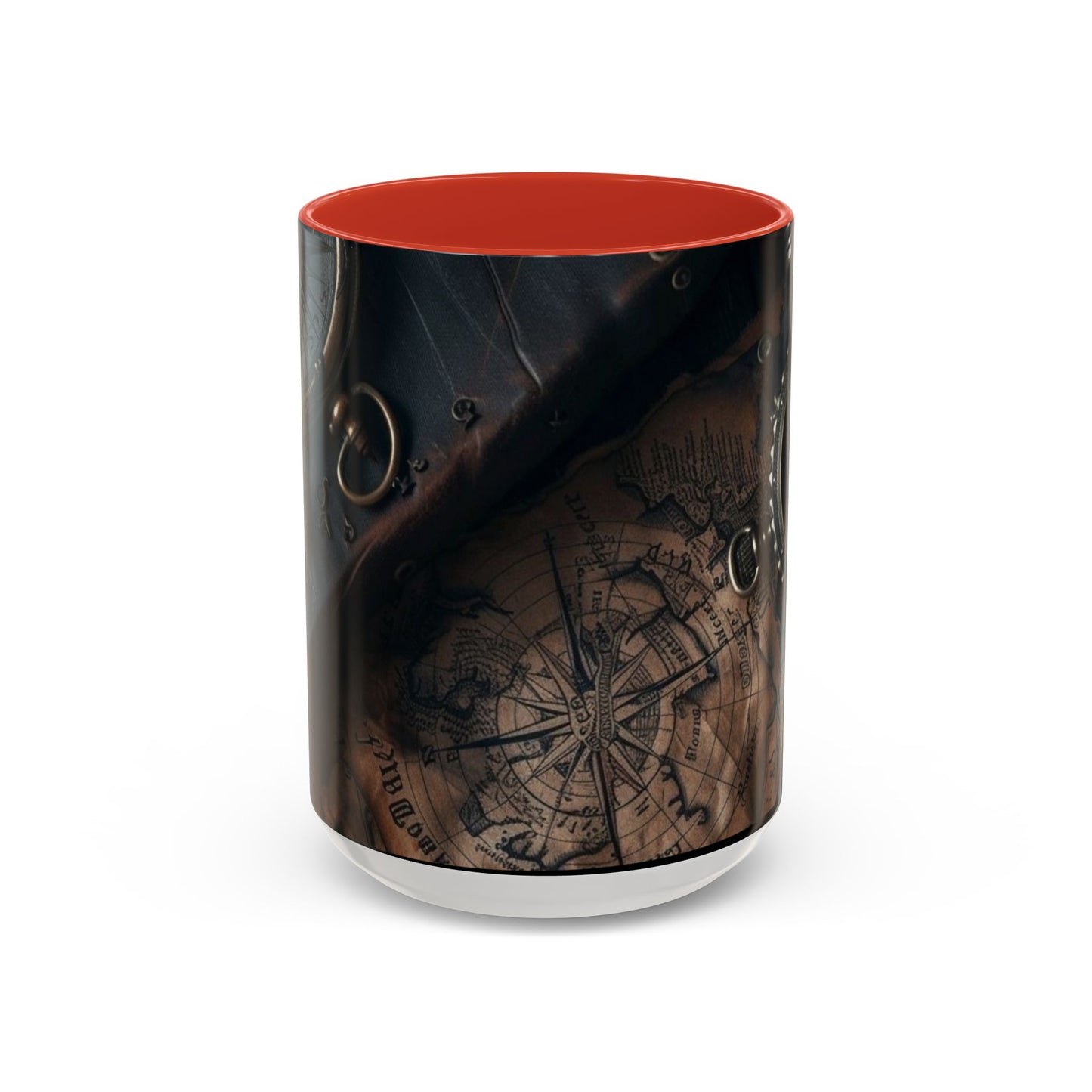 Compasses and Map Themed Coffee Mug, Traveler Gift, Adventure Mug, Wanderlust Mug, Explorer Cup, Camping Mug, Unique Map Mug