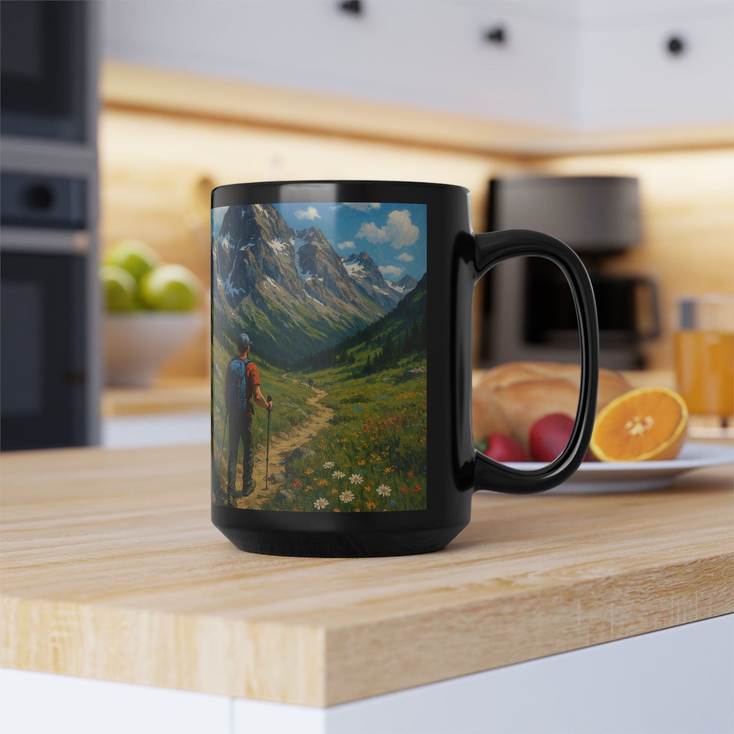 Mountain Trail Hike Adventure 15oz Black Mug Coffee Mug