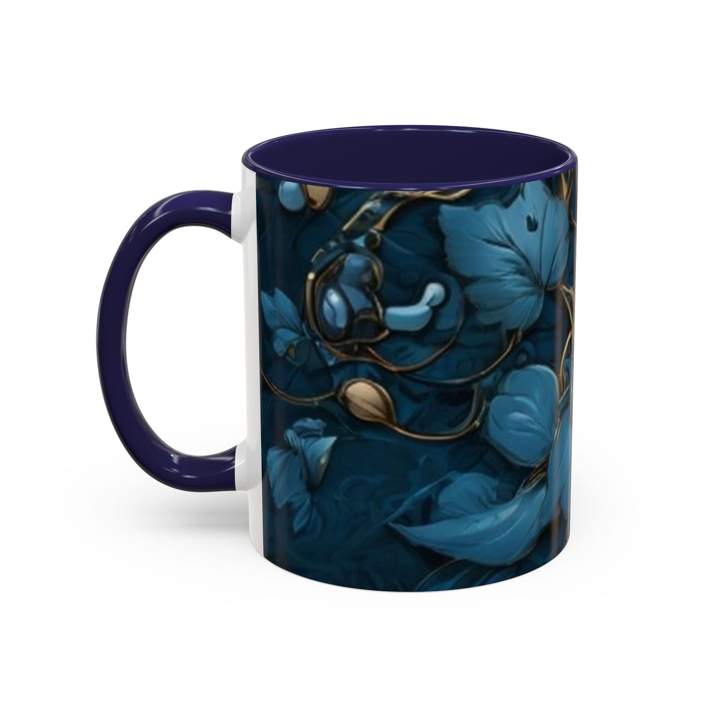 Blue Leaf Accent Coffee Mug | Perfect Gift for Nature Lovers, Home Decor, Mother's Day, Coffee Lovers, Art Enthusiasts