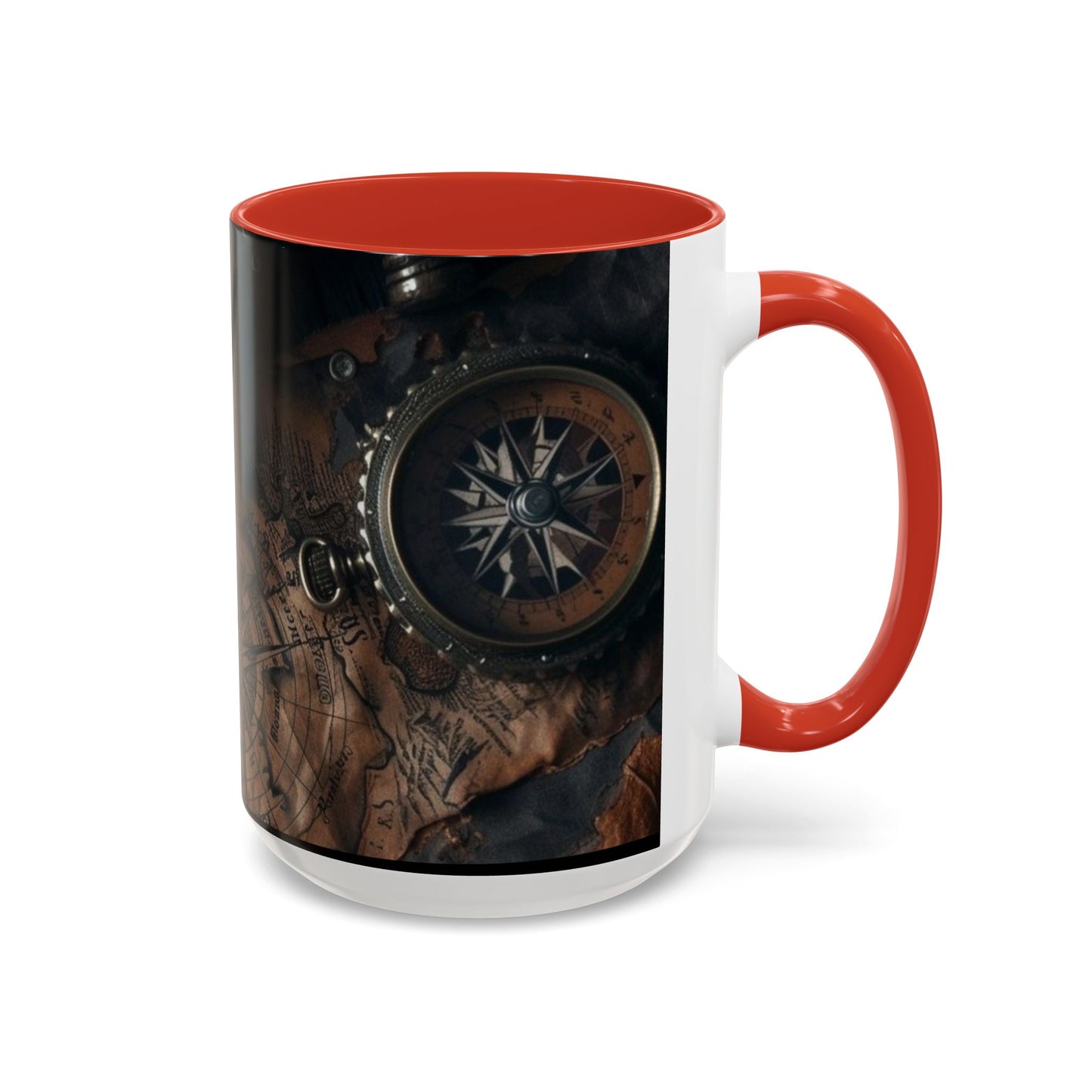 Compasses and Map Themed Coffee Mug, Traveler Gift, Adventure Mug, Wanderlust Mug, Explorer Cup, Camping Mug, Unique Map Mug