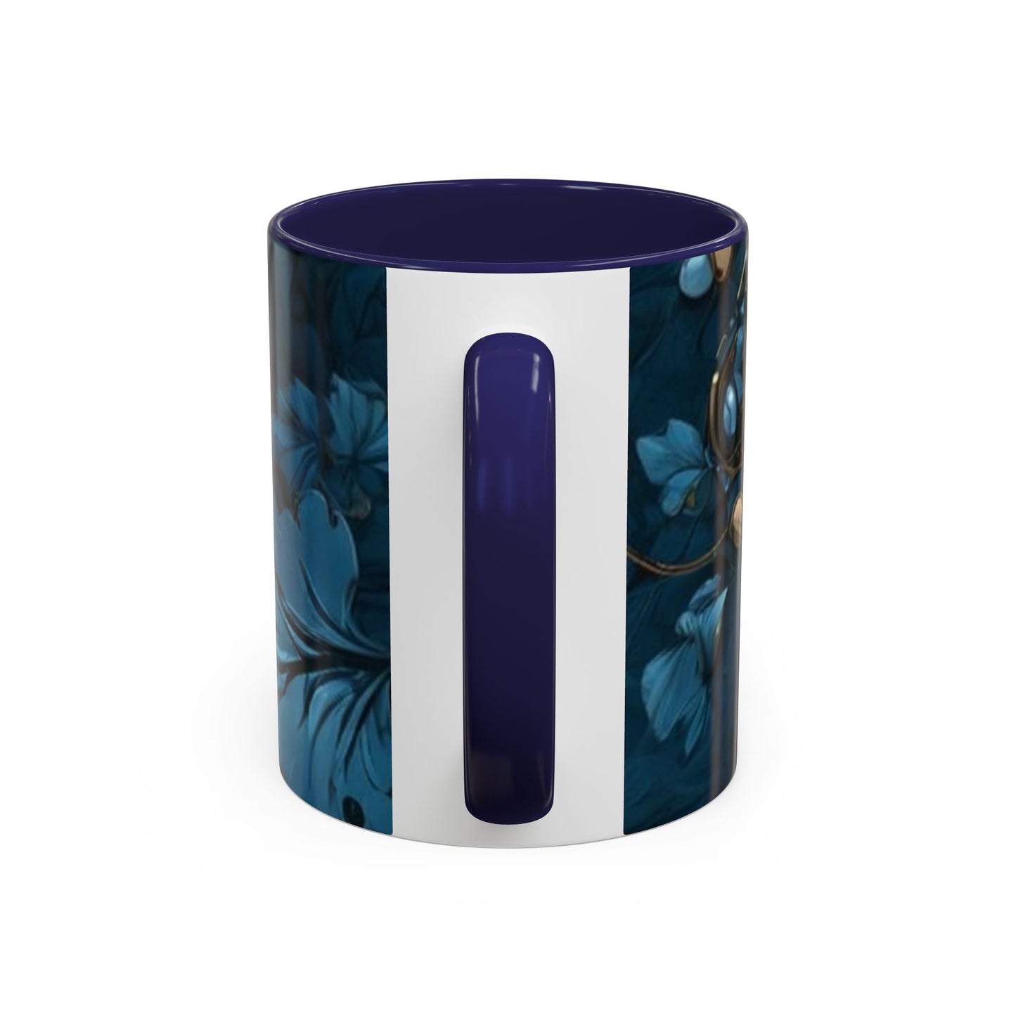 Blue Leaf Accent Coffee Mug | Perfect Gift for Nature Lovers, Home Decor, Mother's Day, Coffee Lovers, Art Enthusiasts