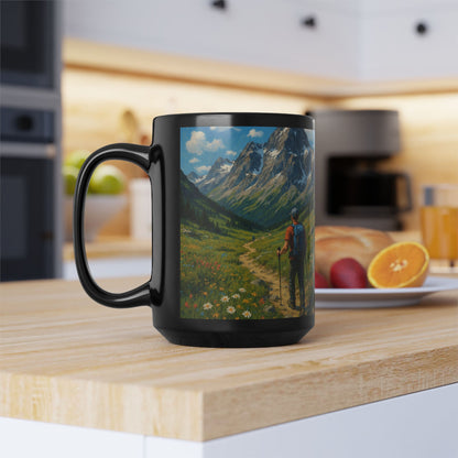 Mountain Trail Hike Adventure 15oz Black Mug Coffee Mug