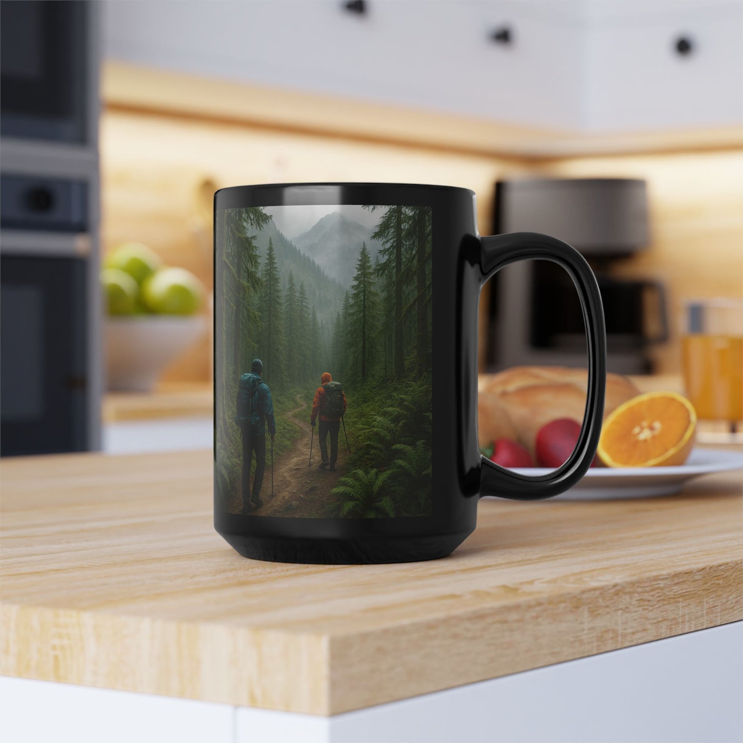 Pacific Northwest Hike Adventure 15oz Black Mug