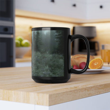 Misty Forest 15oz Black Ceramic Mug — Misty Forest Coffee Cup