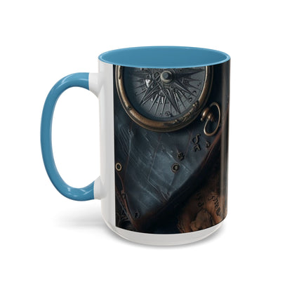 Compasses and Map Themed Coffee Mug, Traveler Gift, Adventure Mug, Wanderlust Mug, Explorer Cup, Camping Mug, Unique Map Mug
