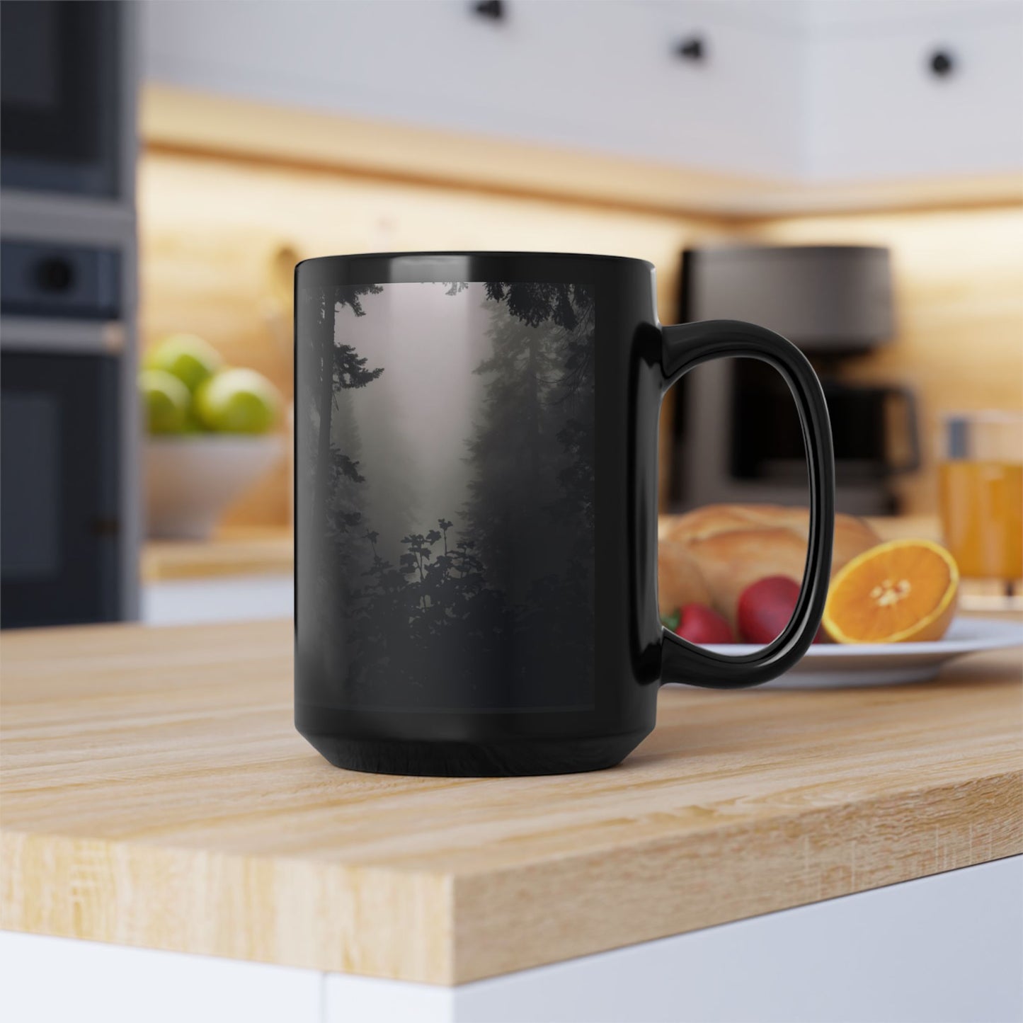 Dark Forest 15oz Black Ceramic Mug — Dark Forest Coffee Cup