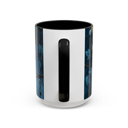 Blue Leaf Accent Coffee Mug | Perfect Gift for Nature Lovers, Home Decor, Mother's Day, Coffee Lovers, Art Enthusiasts