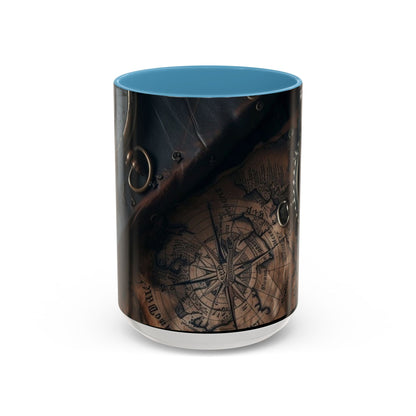 Compasses and Map Themed Coffee Mug, Traveler Gift, Adventure Mug, Wanderlust Mug, Explorer Cup, Camping Mug, Unique Map Mug
