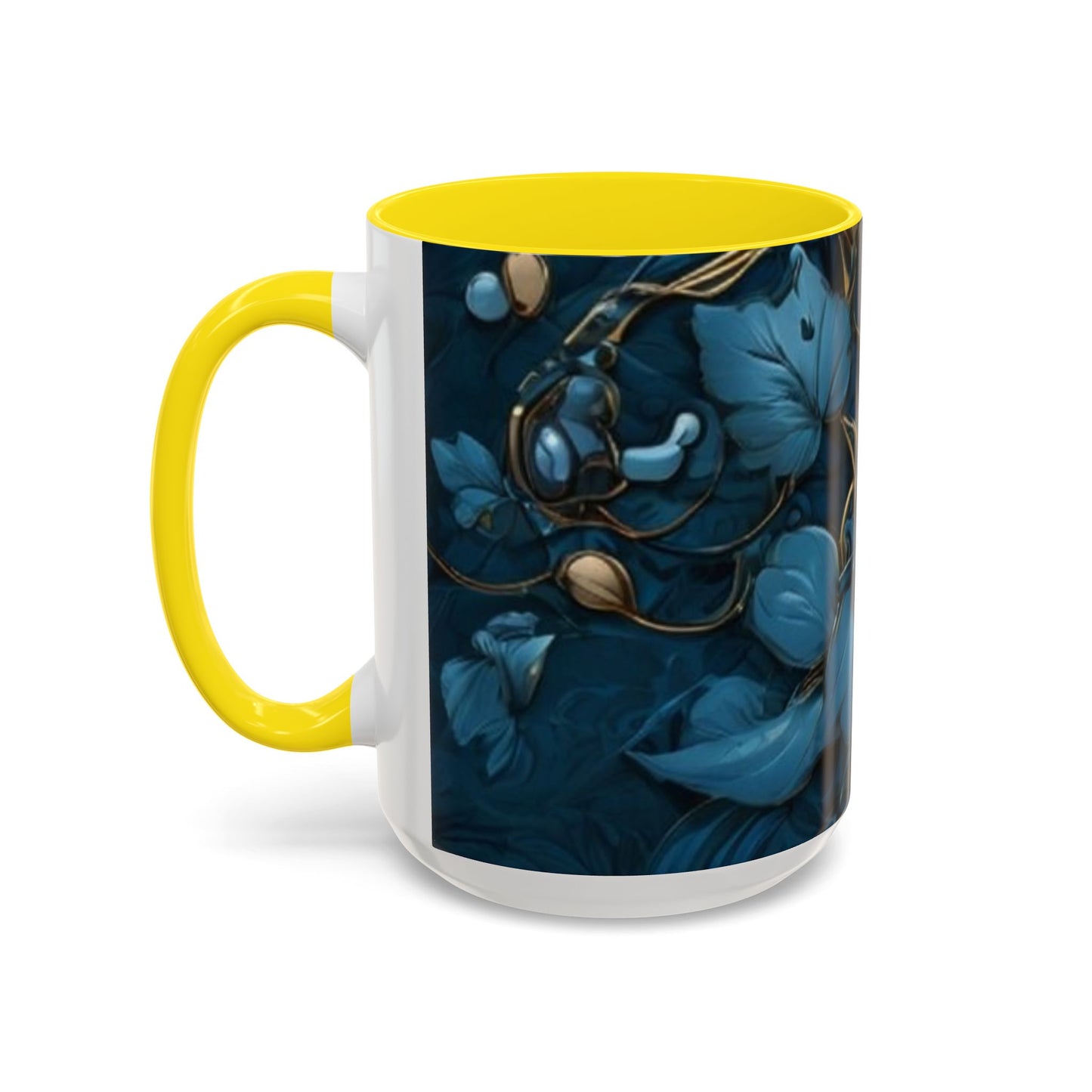 Blue Leaf Accent Coffee Mug | Perfect Gift for Nature Lovers, Home Decor, Mother's Day, Coffee Lovers, Art Enthusiasts