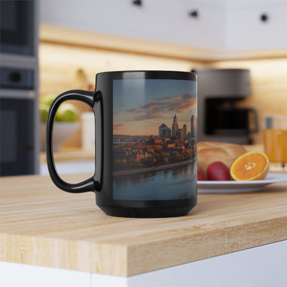 Cleveland OH Sunrise Skyline 15oz Mug — Cleveland OH Ceramic Coffee Mug