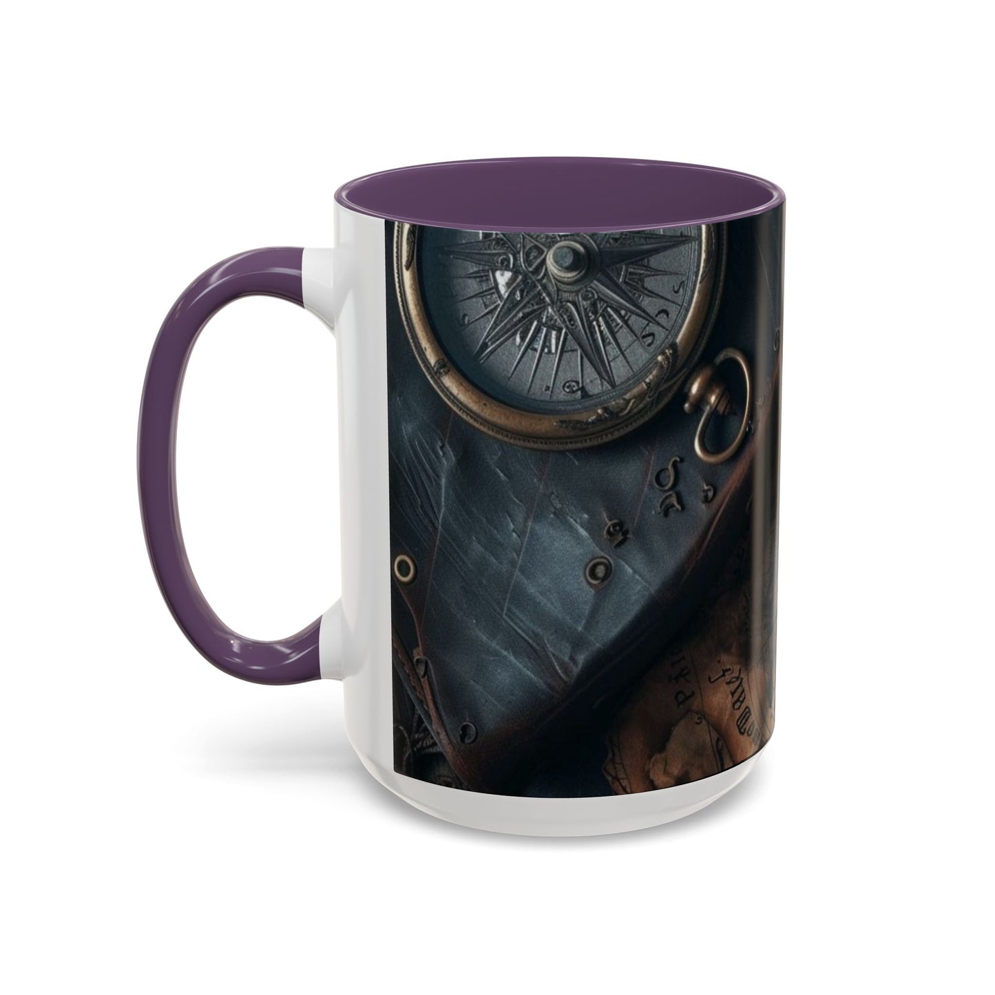 Compasses and Map Themed Coffee Mug, Traveler Gift, Adventure Mug, Wanderlust Mug, Explorer Cup, Camping Mug, Unique Map Mug