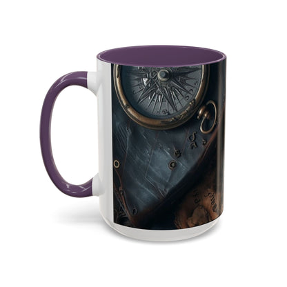 Compasses and Map Themed Coffee Mug, Traveler Gift, Adventure Mug, Wanderlust Mug, Explorer Cup, Camping Mug, Unique Map Mug