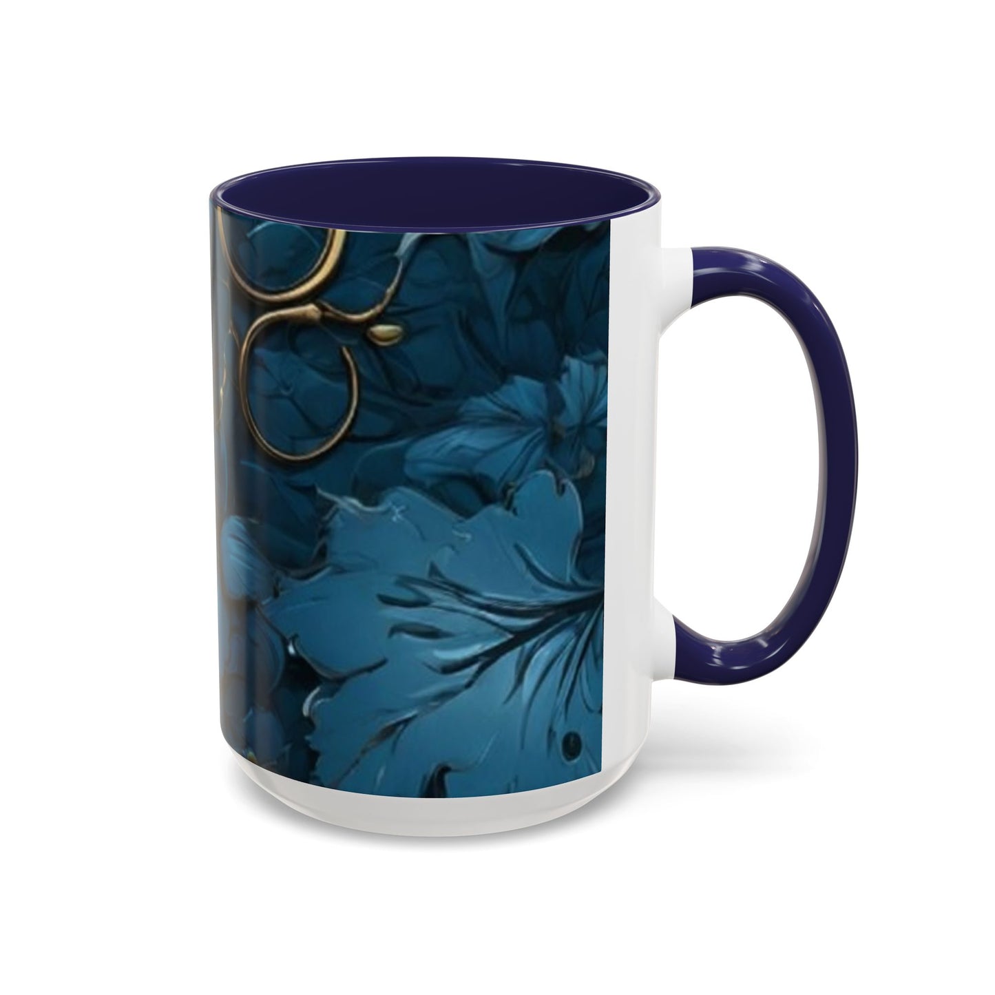 Blue Leaf Accent Coffee Mug | Perfect Gift for Nature Lovers, Home Decor, Mother's Day, Coffee Lovers, Art Enthusiasts