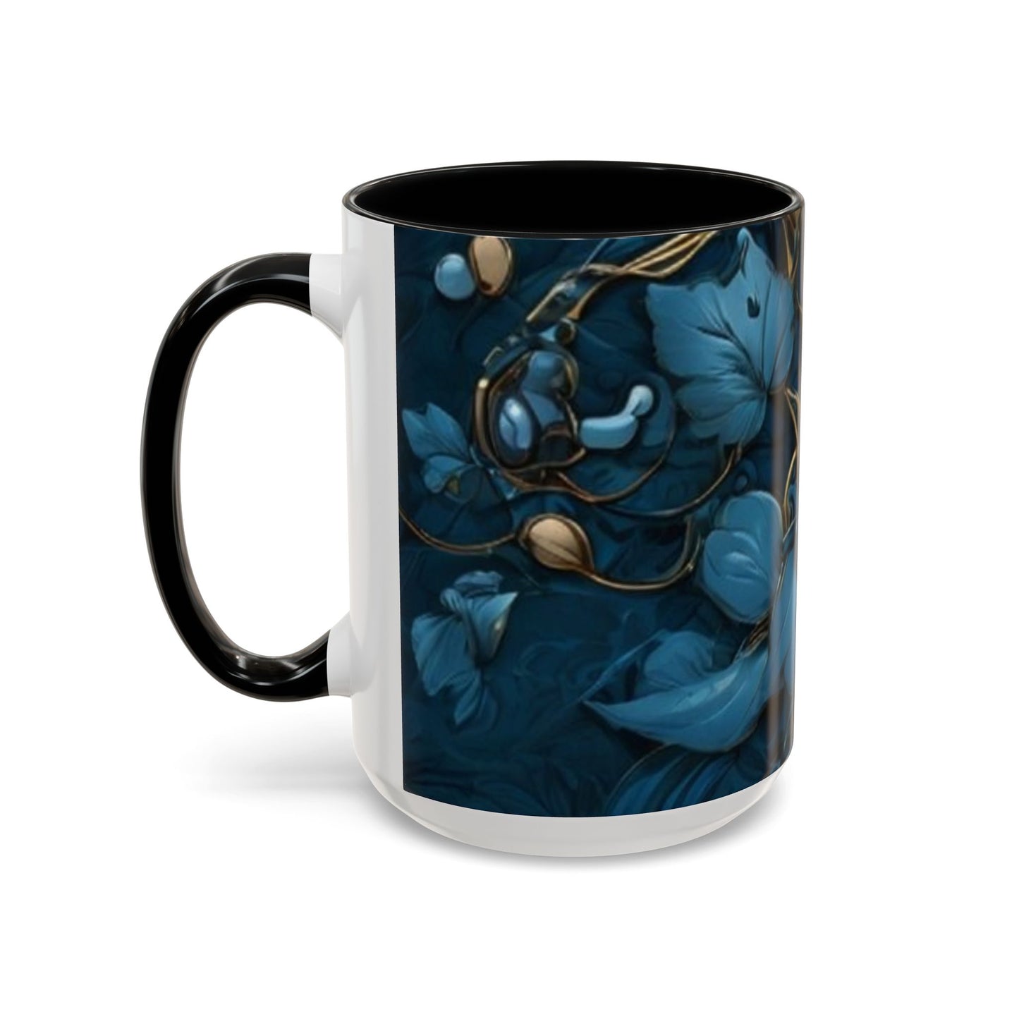 Blue Leaf Accent Coffee Mug | Perfect Gift for Nature Lovers, Home Decor, Mother's Day, Coffee Lovers, Art Enthusiasts