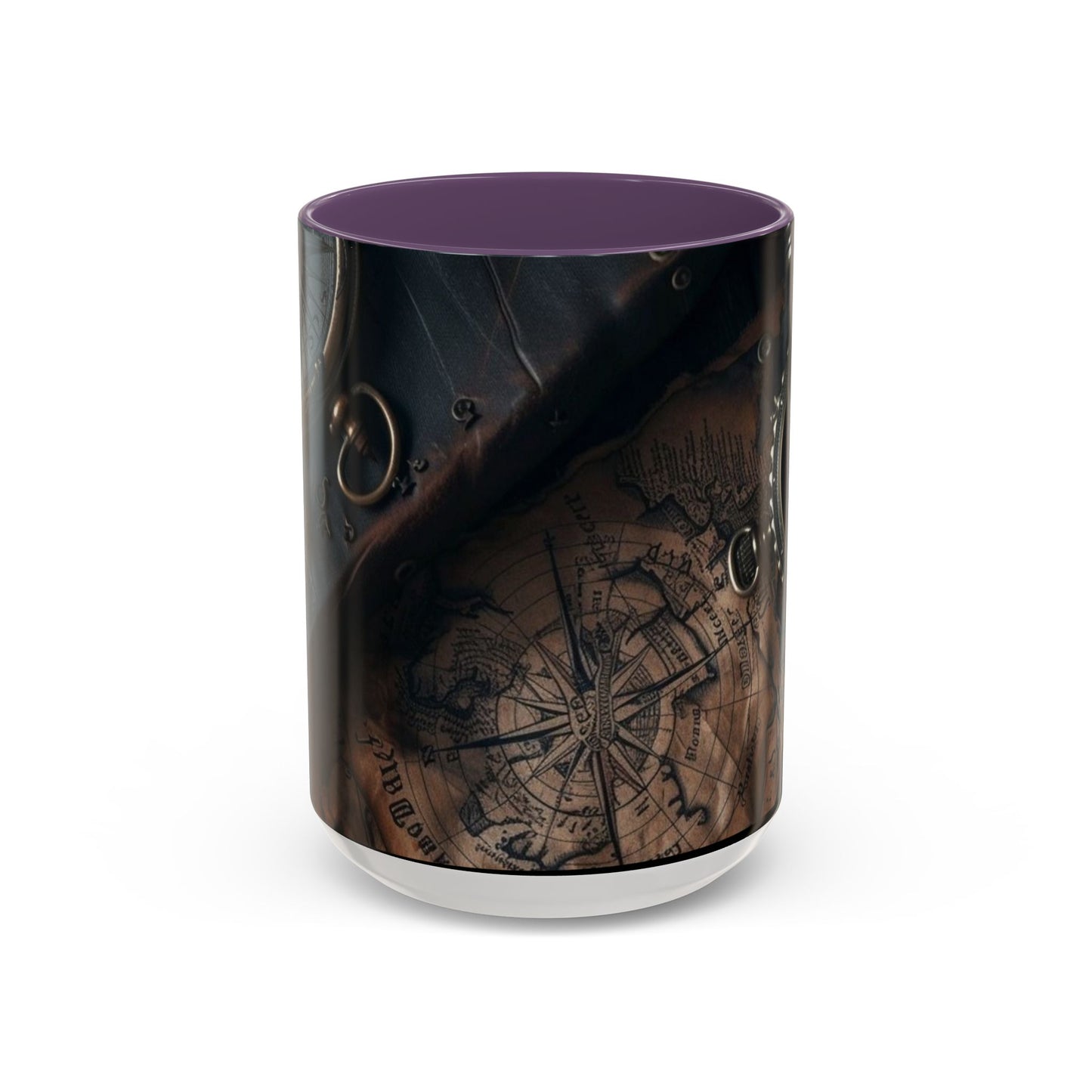 Compasses and Map Themed Coffee Mug, Traveler Gift, Adventure Mug, Wanderlust Mug, Explorer Cup, Camping Mug, Unique Map Mug