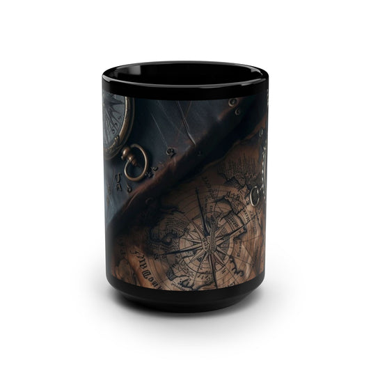 Vintage Map Compass 15 oz Mug, Steampunk Coffee Cup, Explorer Gift, Travel Lover Decor, Unique Tea Mug, Adventurer's Drinkware